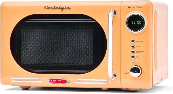 Retro Compact Countertop Microwave Oven 0.7 Cu Ft 700 Watts LED Digital