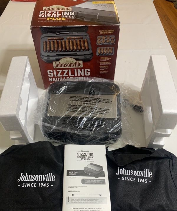 Johnsonville SIZZLING SAUSAGE GRILL PLUS Indoor Electric Grill Links Patties NEW