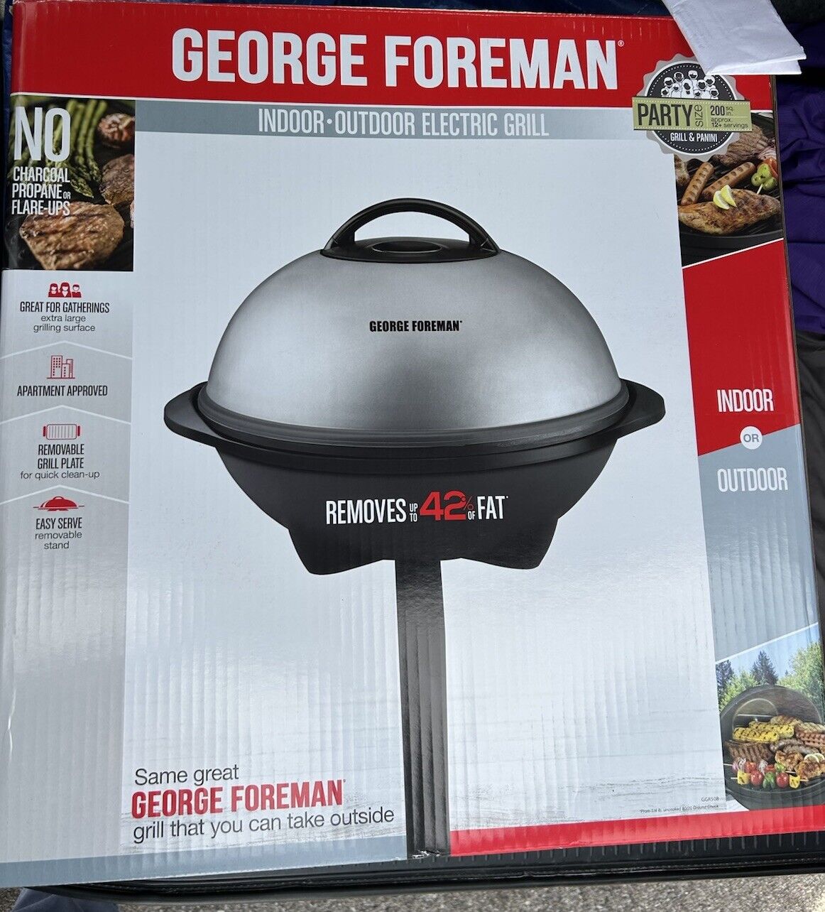 George Foreman Silver 12+ Servings Upto 15 Indoor/Outdoor Electric Grill GGR50B