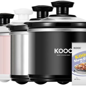 KOOC Small Slow Cooker, 0.65 Quart, Free Liners Included, 0.7 Quarts, Black