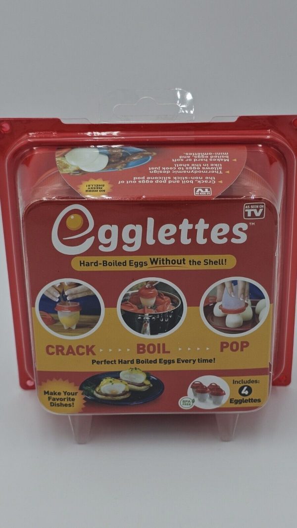 Original New Egglettes Egg Cooker Hard Boiled Eggs without the Shell 4 Egg Cups