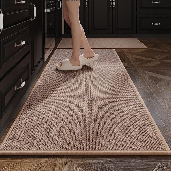 Yancorp Kitchen Rugs Set of 2 PCS Long Kitchen Mats for Floor Kitchen Rug Jute