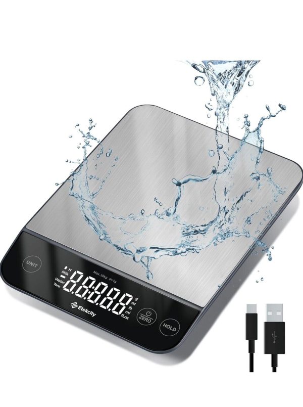 Luminary 22lb Food Scale Digital IPX6 Waterproof Rechargeable Stainless Steel