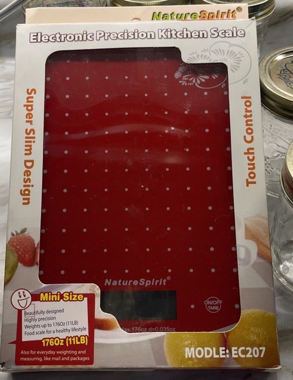 NEW Kitchen Scale Naturespirit Digital 1g to 11 pounds glass Red