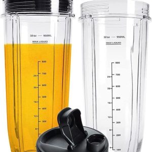 Replacement 32 oz Nutri Ninja Blender Cup with Sip & Seal Lids (2 Pack)