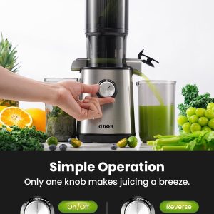 GDOR Cold Press Juicer Machines, 4.25” Large Feed Chute Masticating Slow Juicer