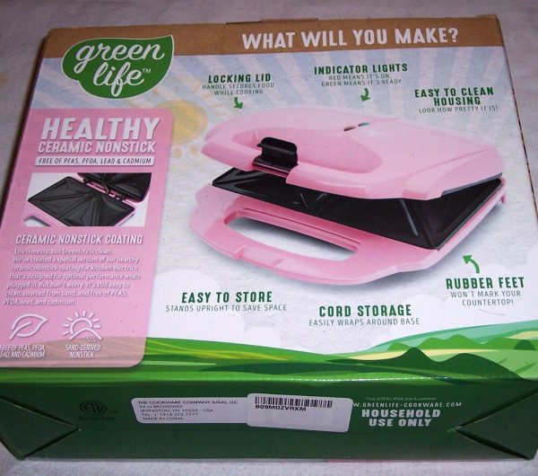 NEW Green Life Pro Sandwich Maker Nonstick Ceramic PFAS/LEAD/CADMIUM-Free