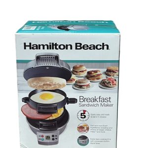 Hamilton Beach Breakfast Sandwich Maker Timer 25478R Silver NEW