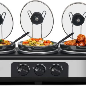 Triple Slow Cooker with Lid Rests, Breakfast Buffet Servers and Warmers with 3 X