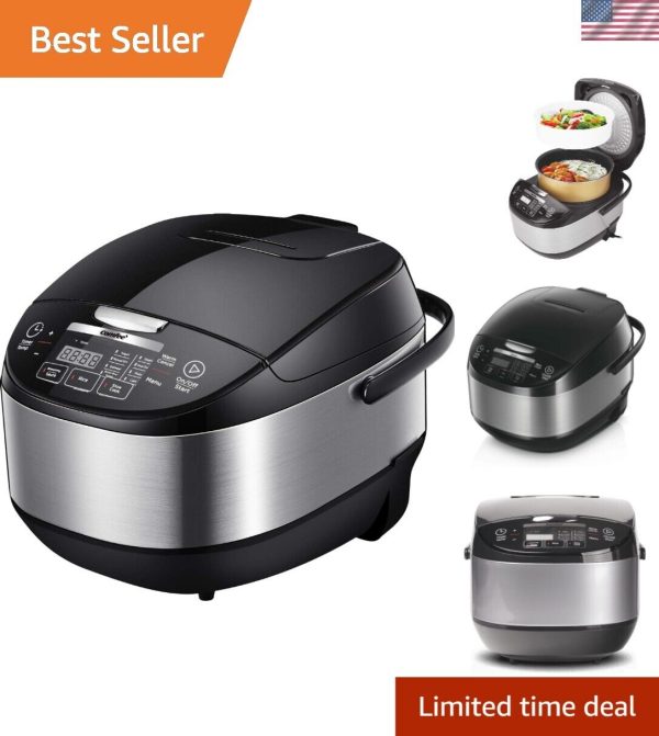 Elegant Fuzzy Logic Rice Cooker – 24-Hour Timer, Auto Warm & 11 Cooking Options