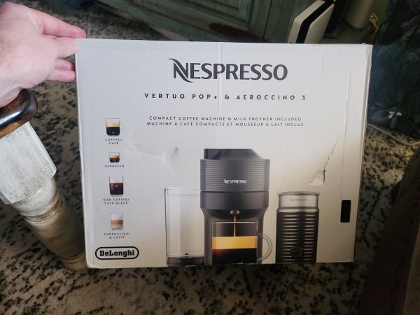 Nespresso Vertuo Pop+ Coffee Machine with Aeroccino Frother by De’Longhi