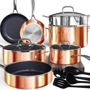 14PC Nonstick Cookware Sets Freshness-Maintained Pots and Pans Dishwasher Safe