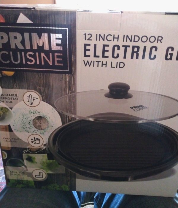 Prime Cuisine ELECTRIC GRILL w/LID Indoor Non Stick – Hot Plate – New in Box