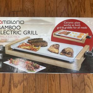 Ambiano Bamboo Electric Grill Non Stick Ceramic Grill Plate 1400W New in Box