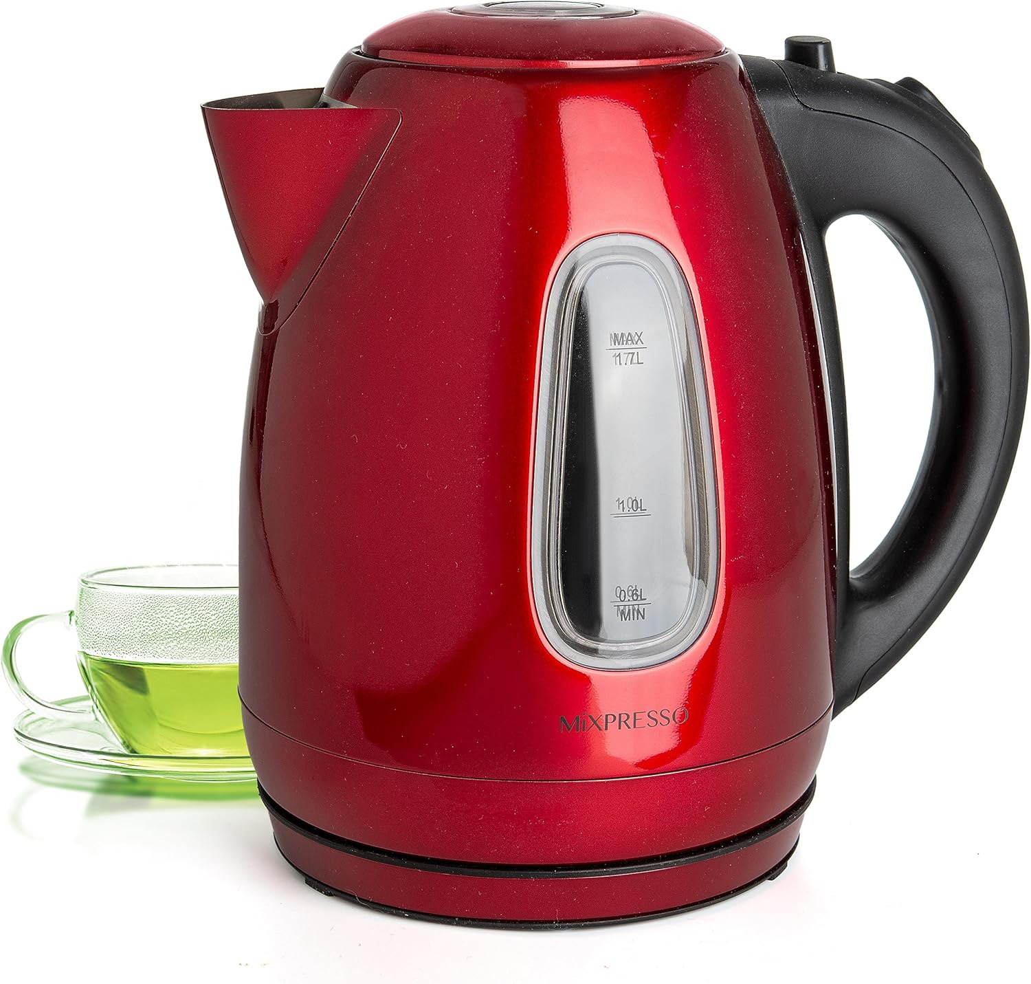 Stainless Steel Electric Kettle Red Color, Cordless Pot 1.7L Portable Electric H