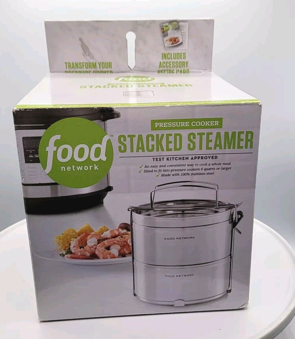 Food Network Pressure Cooker Stacked Steamer. Fits 6 Quart Or Larger.New In Box.