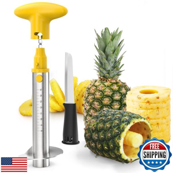 Newness Pineapple Corer with Knife, [Upgraded, Electric and Manual] Stainless