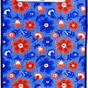 Kitchen Mat Floral,Non-Skid,Blue,Red Flowers,16″ x 24″