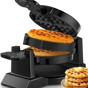 Double Waffle Maker, 1400W Rotating Belgian Waffle Iron with Nonstick Plates,…