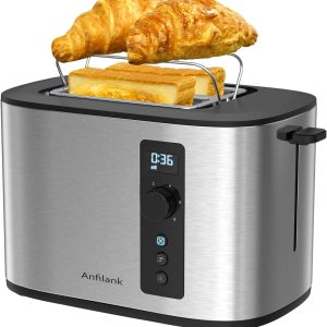 Extra Wide Slot 2-Slice Toaster with Digital Countdown Timer, Stainless 2 Slice