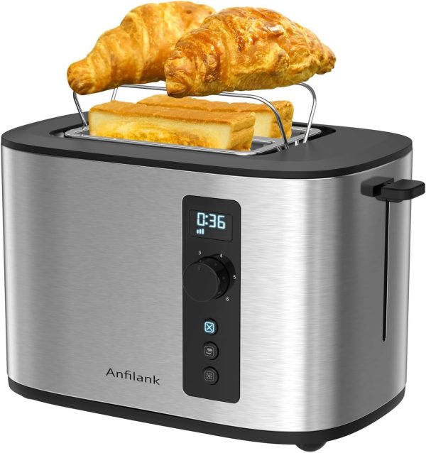 Extra Wide Slot 2-Slice Toaster with Digital Countdown Timer, Stainless 2 Slice