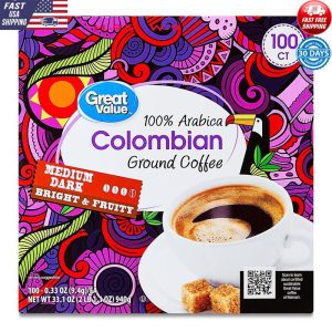 100 Count Colombian Medium Dark Roast Coffee Pods Arabica Flavor Easy Brew New