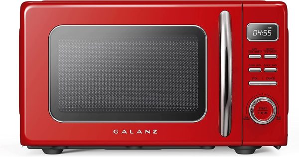 GLCMKZ09RDR09 Retro Countertop Microwave Oven with Auto Cook & Reheat, Defrost,