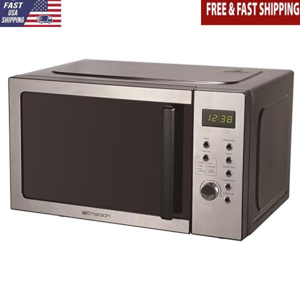 0.9 Cu Ft Compact Microwave Oven 900W 5 Power Levels LED Display Stainless Steel