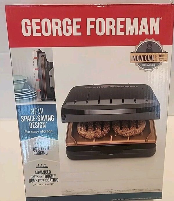 GEORGE FOREMAN Classic Plate Indoor Non Stick Grill Panini Steaks Hamburgers NIB