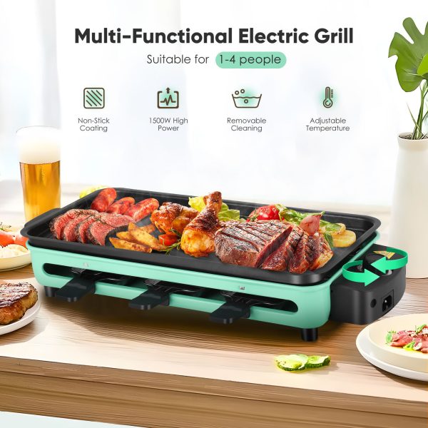 Electric Indoor Grill 2 in 1 with Grill Net & Non-Stick,Removable Plate 1500W