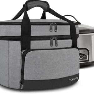 2 Layer Slow Cooker Carrier, Compatible Insulated Large Slow Cooker Travel Bag