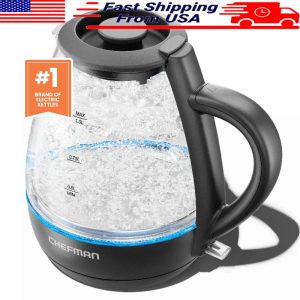 1L Electric Glass Kettle Fast Boil Automatic Shutoff Cordless 360 Swivel Base US