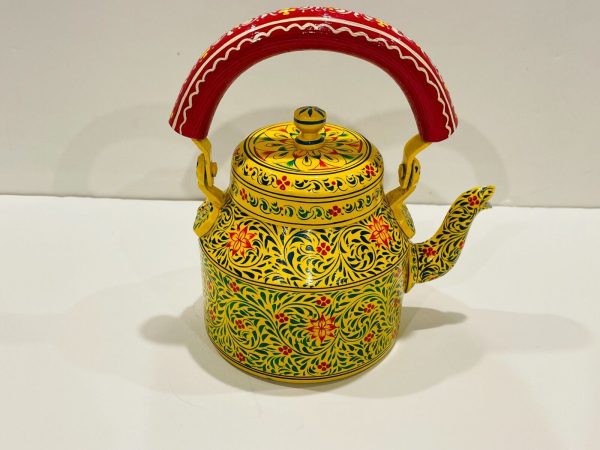 KAUSHALAM NEW Hand Painted Floral Aluminium Floral Kettle