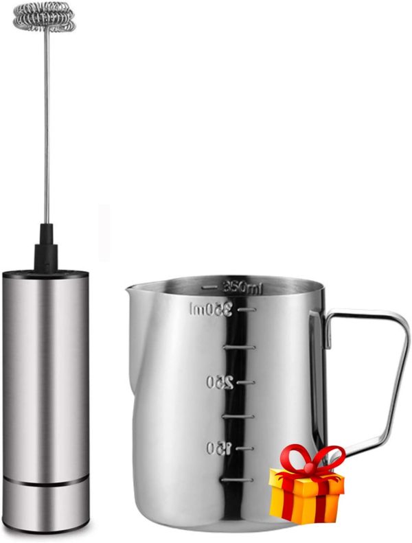 Milk Frother Handheld Battery Operated, Coffee Frother for Milk Foaming, Latte/C