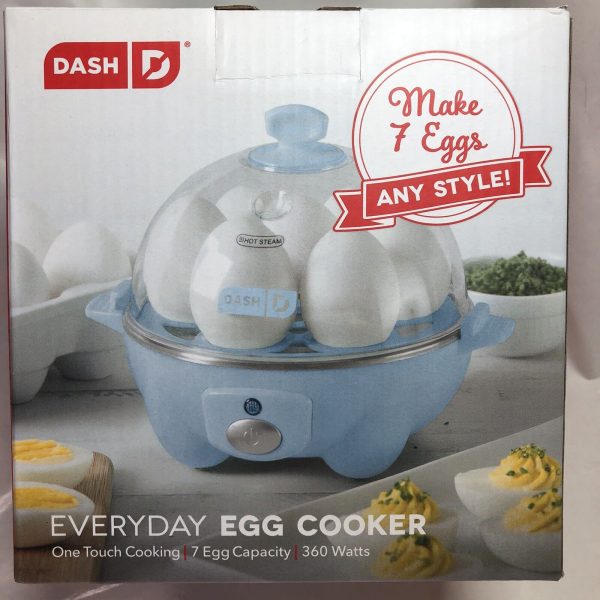 DASH Everyday Rapid Egg Cooker 7 Egg Capacity 360W Blue Hard Soft Boiled Poached