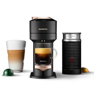 DELONGHI NESPRESSO ENV120BAE VERTUO NEXT & AEROCCINO FROTHER BLACK ROSE GOLD NEW