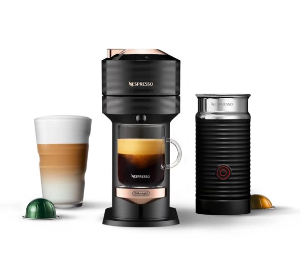 DELONGHI NESPRESSO ENV120BAE VERTUO NEXT & AEROCCINO FROTHER BLACK ROSE GOLD NEW