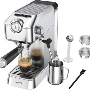 MR Espresso Machine, 20 Bar Stainless Steel Espresso Maker Coffee Machine for Ho