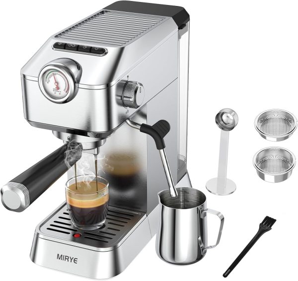 MR Espresso Machine, 20 Bar Stainless Steel Espresso Maker Coffee Machine for Ho