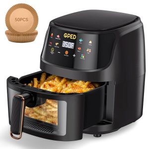 7.5QT 8-In-1 Oilless Air Fryer Oven with Touchscreen & 50 Pcs Liners, Black