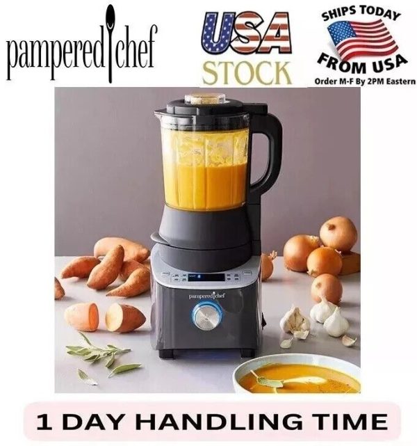 Pampered Chef 100125 Deluxe Cooking Blender – Black