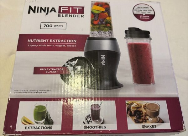 Ninja Fit Blender 700 Watts  16 Ounce Cup With Recipe Cookbook – Black