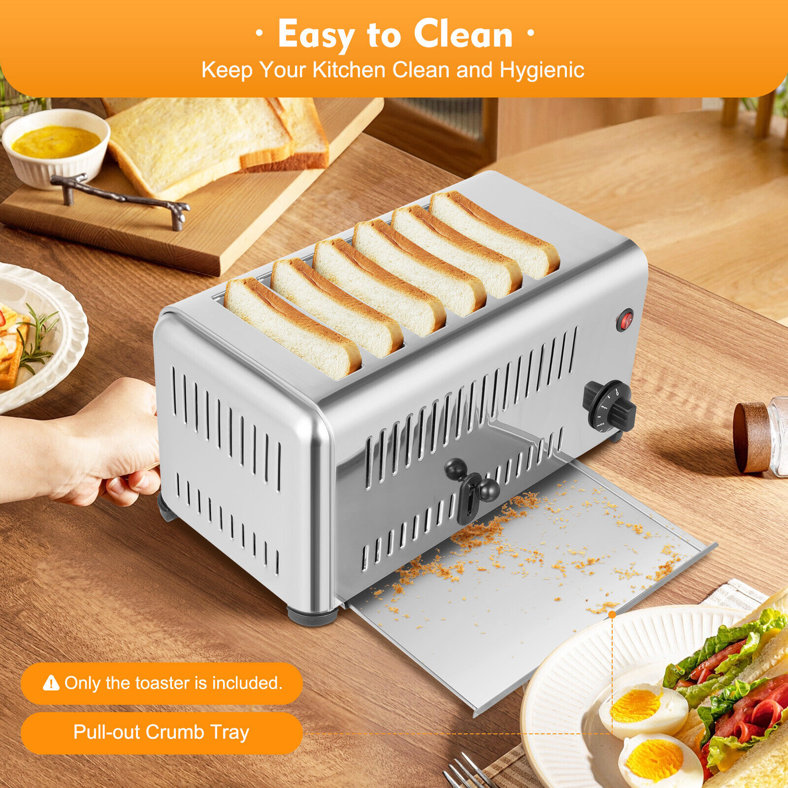 Stainless Steel Electric 6 Slice Toaster Machine Cool Touch Toaster Commercial