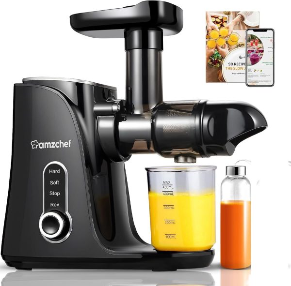 Juicer Machines, Slow Cold Press Juicer with 2 Speed Modes,Matte Black