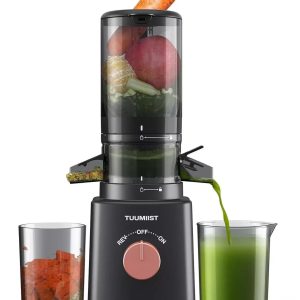 Slow Juicer Tuumiist 200W 120V Low Noise Big Hopper Model TM-180SJ – Gun Gray