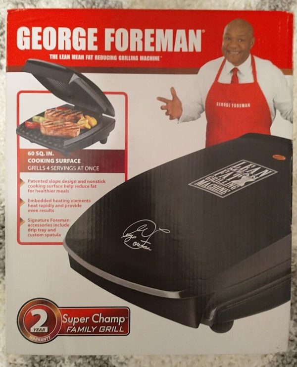 Original GEORGE FOREMAN Family Size BLACK ELECTRIC GRILL Model GR20B BRAND NEW