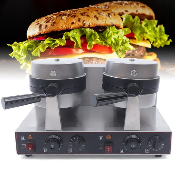 Commercial Dual Panini Press Sandwich Maker Grill Electric Burger Toaster 2.4KW