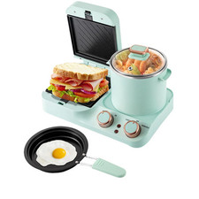 4 in 1 Breakfast Station Sandwich Maker with Removable and Nonstick Frying Pa…