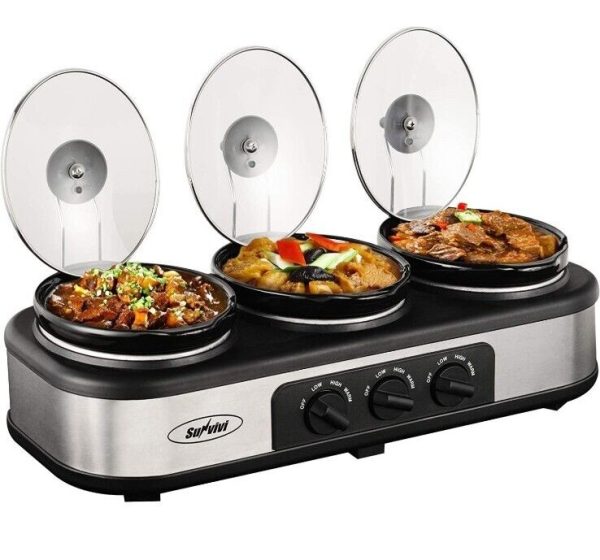 **Triple Slow Cooker 3×1.5 Quart Electric Slow Cooker Buffet