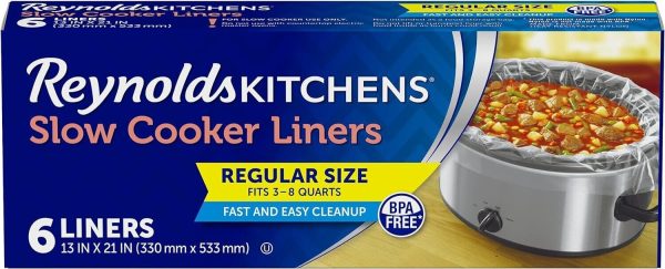 Kitchens Slow Cooker Liners, Regular (Fits 3-8 Quarts), 6 Count